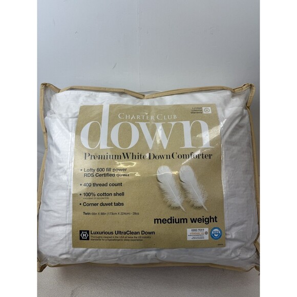 Charter Club Twin Down Medium Weight Comforter - Picture 1 of 7